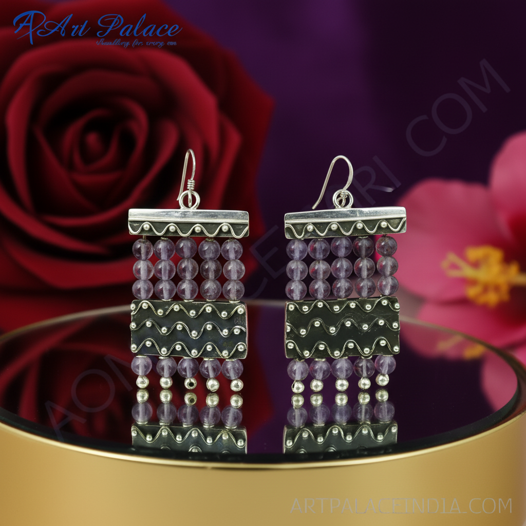 925 Silver Amethyst Drop Earrings | Women's Dangle Jewelry