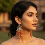 Load image into Gallery viewer, Silver Carnelian Bead Drop Earrings for Women | Gemstone Jewelry
