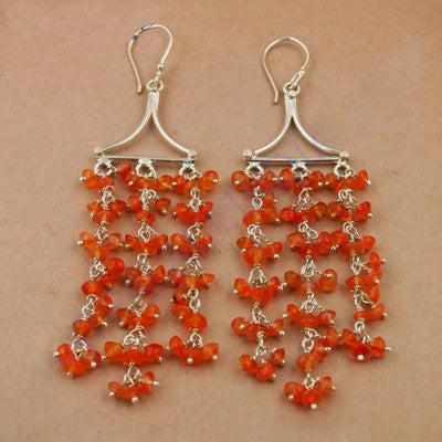 925 Silver Carnelian Beaded Earrings for Women | Dangle Earrings