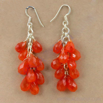 925 Silver Carnelian Teardrop Earrings for Women