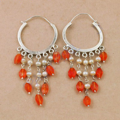 925 Silver Orange Bead Drop Earrings | Women's Fashion Jewelry