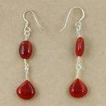 Load image into Gallery viewer, Red Carnelian Drop Earrings - 925 Silver Dangle Earrings for Women
