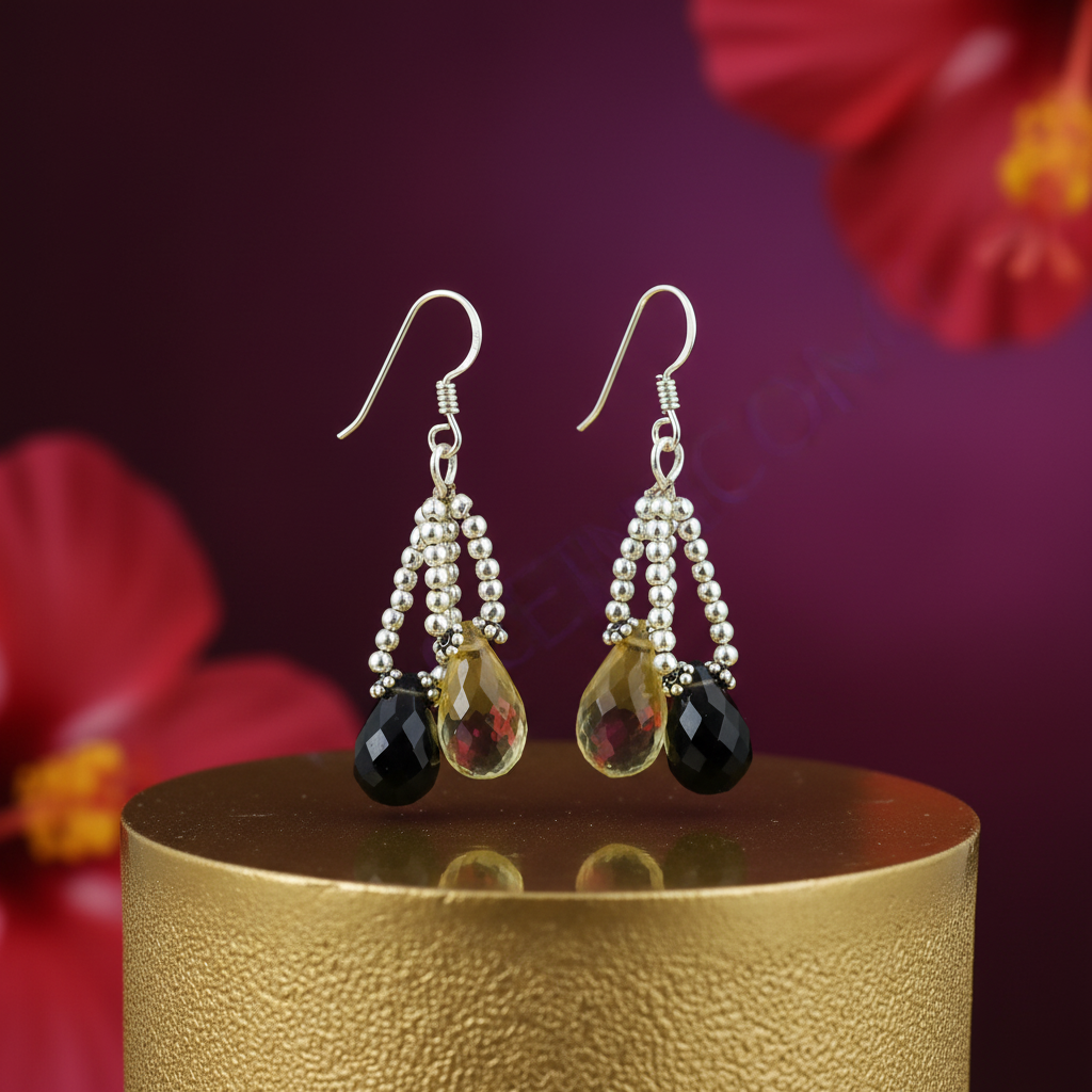 925 silver gemstone drop earrings for women | daily wear