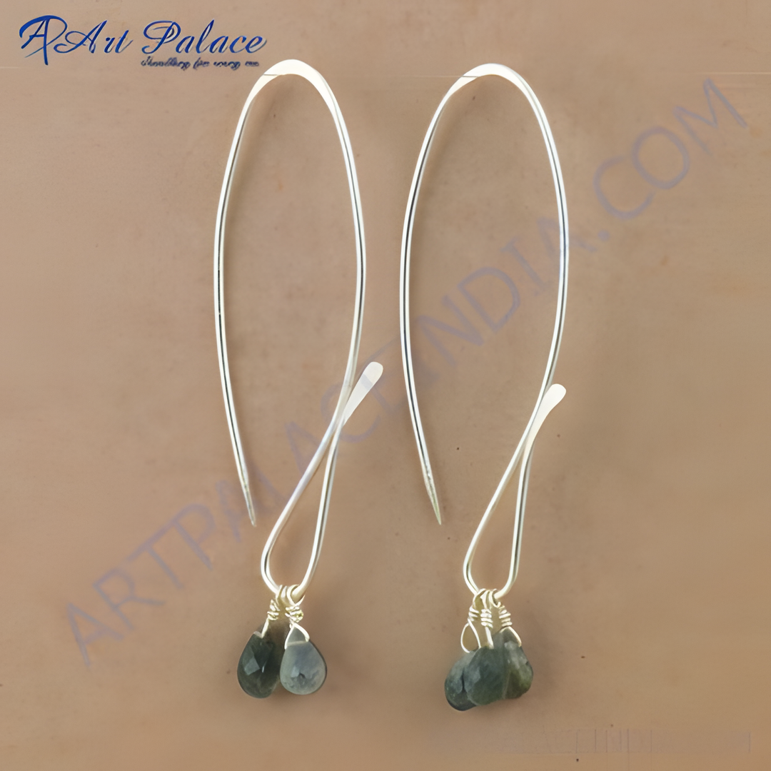 925 sterling silver drop earrings with teardrop-shaped green gemstones, perfect for any occasion.