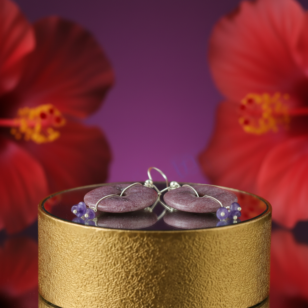 Donut stone earrings | sterling silver dangle earrings for women