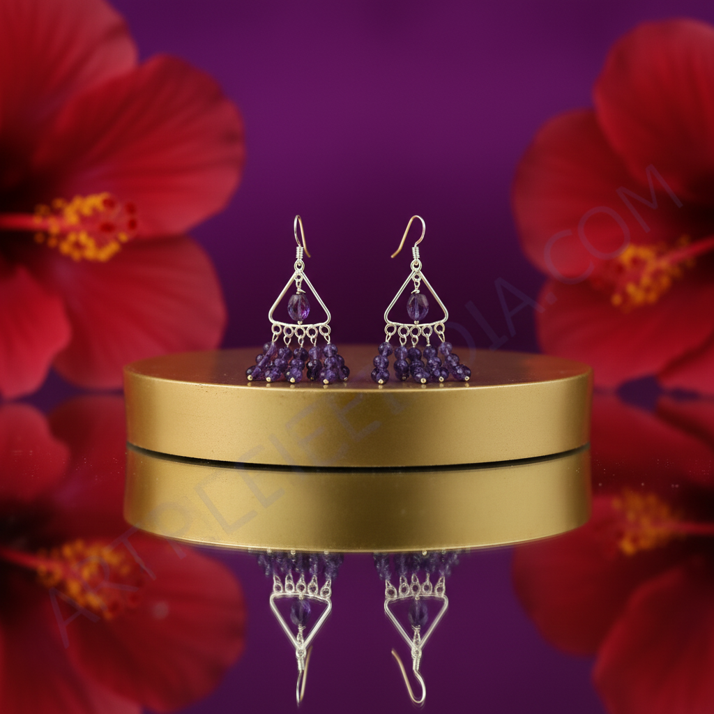 925 silver amethyst drop earrings for women | gemstone jewelry