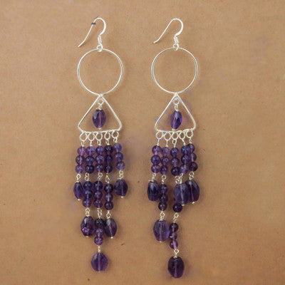 925 Silver Amethyst Drop Earrings for Women | Gemstone Jewelry