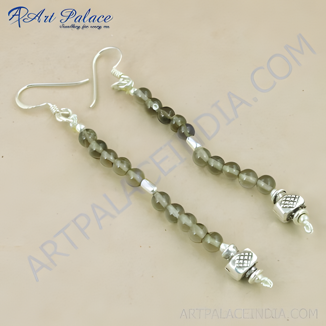 925 sterling silver dangle earrings with smoky quartz beads. These earrings are perfect for a special occasion.