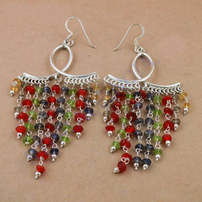 925 Silver Multi-Gemstone Dangle Earrings | Women's Jewelry