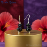 Load image into Gallery viewer, Black Onyx Bead Drop Earrings for Women | Statement Jewelry
