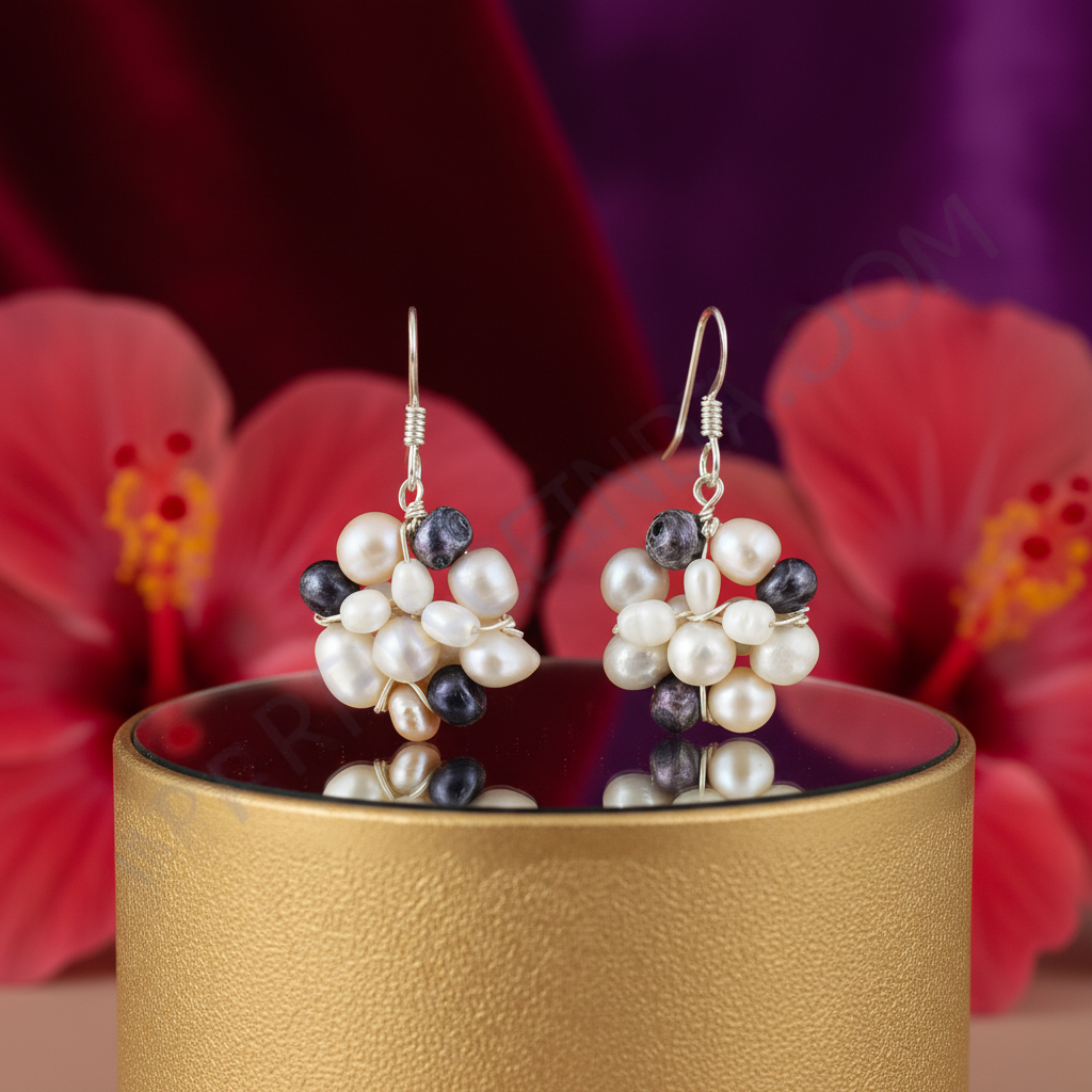 Freshwater Pearl Cluster Earrings | Sterling Silver | Women's Jewelry