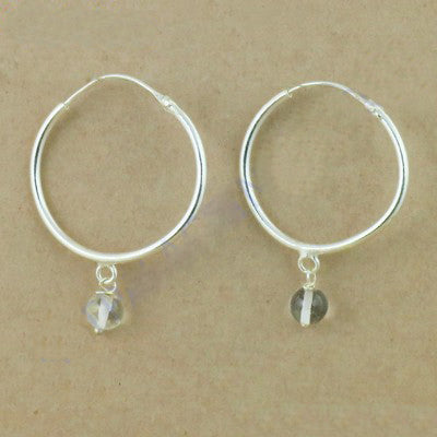 925 Silver Hoop Earrings with Gemstone Dangle | For Women