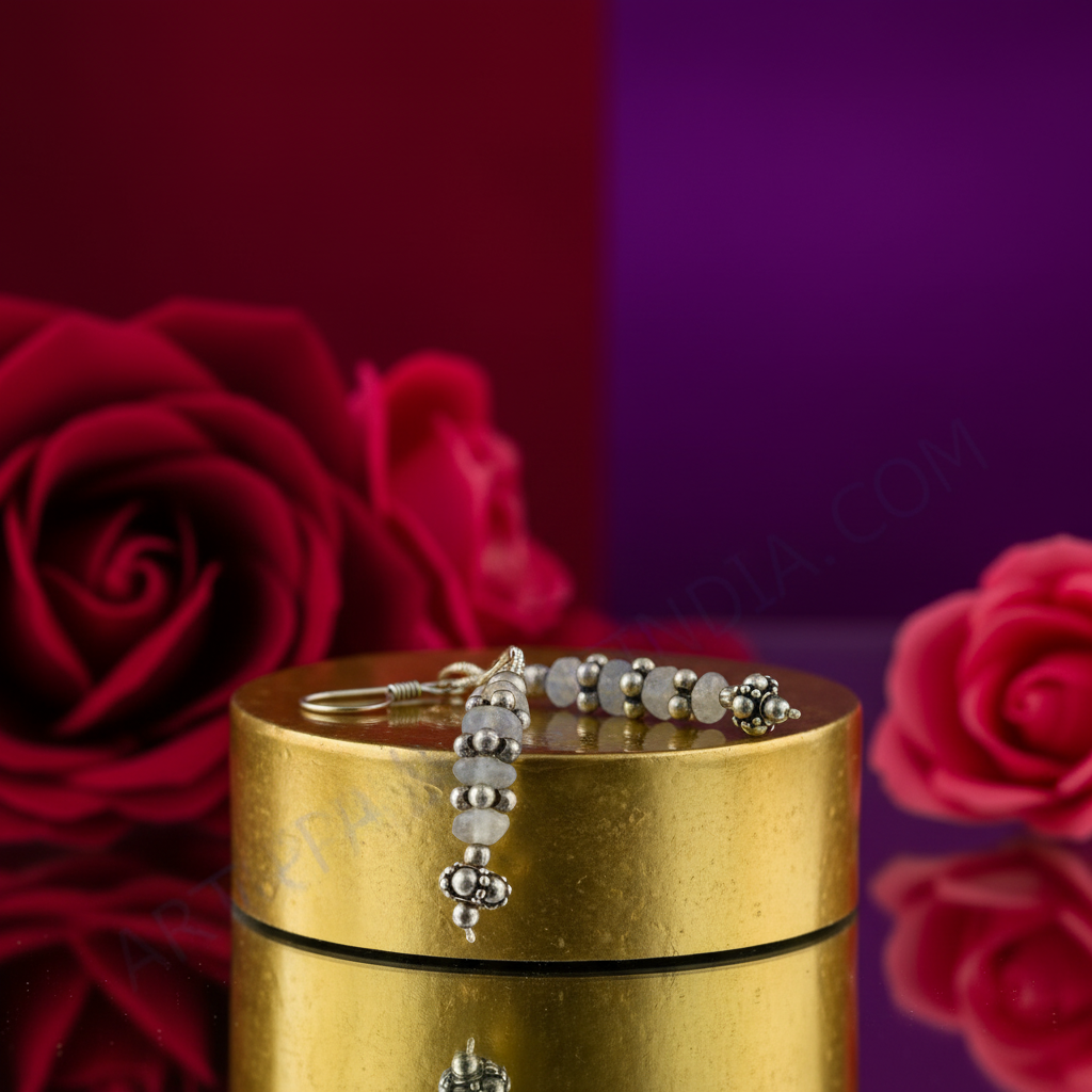 925 silver beaded drop earrings for women | gemstone jewelry