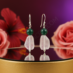 Load image into Gallery viewer, 925 Silver Rose Quartz &amp; Green Onyx Earrings for Women
