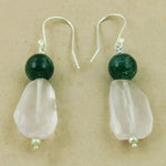Load image into Gallery viewer, 925 Silver Rose Quartz &amp; Green Onyx Earrings for Women
