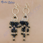 Load image into Gallery viewer, 925 sterling silver drop earrings with blue iolite gemstones, a beautiful piece of jewelry for women.
