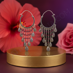 Load image into Gallery viewer, 925 Silver Labradorite &amp; Garnet Chandelier Earrings for Women
