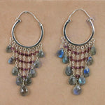 Load image into Gallery viewer, 925 Silver Labradorite &amp; Garnet Chandelier Earrings for Women
