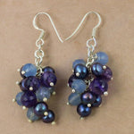 Load image into Gallery viewer, Silver Pearl &amp; Gemstone Cluster Earrings for Women
