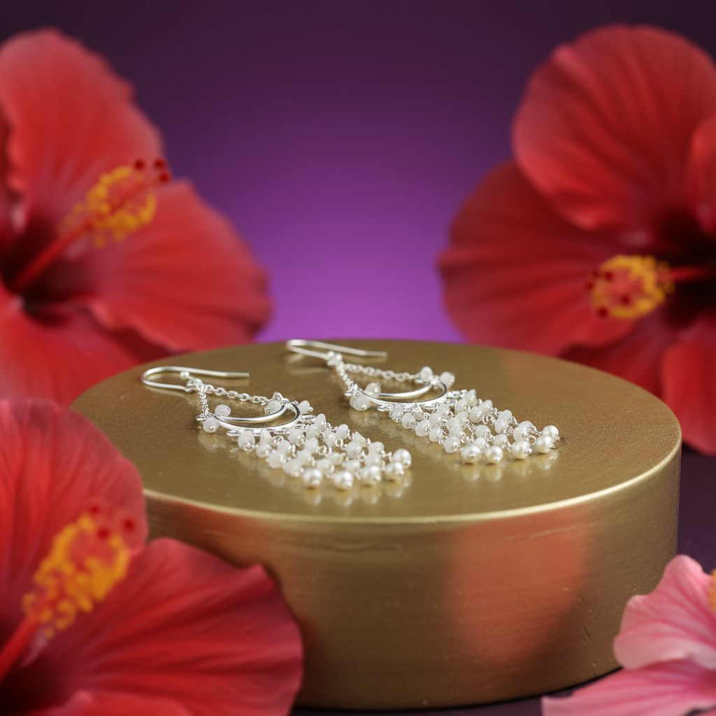 925 silver moonstone dangle earrings for women | boho jewelry