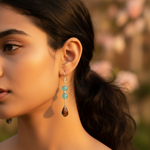 Load image into Gallery viewer, 925 Silver Blue &amp; Smoky Quartz Dangle Earrings for Women
