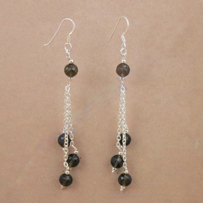 925 Silver Smoky Quartz Dangle Earrings for Women | Gift