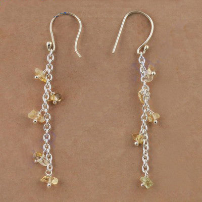 925 Silver Citrine Dangle Earrings for Women | Gemstone Jewelry