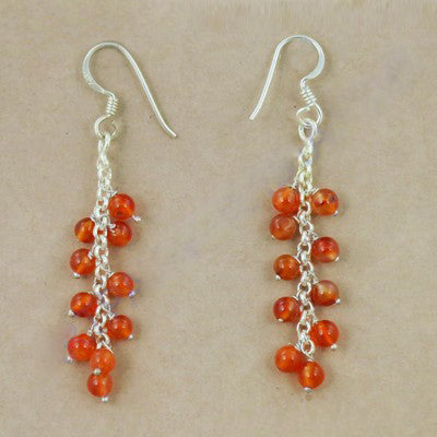 925 Silver Carnelian Bead Dangle Earrings for Women | Gift