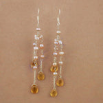 Load image into Gallery viewer, 925 Silver Pearl &amp; Citrine Drop Earrings for Women | Dangle Earrings
