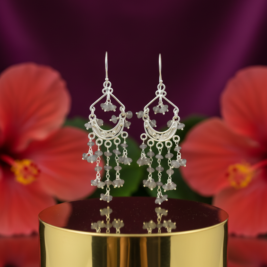 925 Silver Labradorite Dangle Earrings for Women | Gift