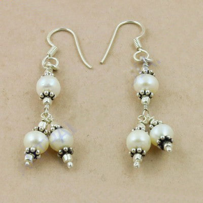 925 Silver Pearl Dangle Earrings for Women | Elegant Jewelry