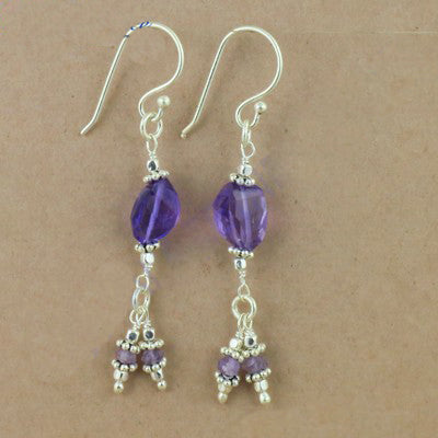 925 Silver Amethyst Drop Earrings for Women | Gemstone Jewelry