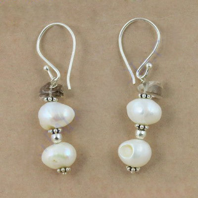 925 Silver Pearl & Gemstone Drop Earrings for Women | Gift