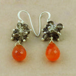 将图像加载到图库查看器中， 925 Silver Carnelian &amp; Smoky Quartz Earrings | For Women
