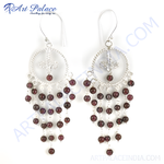 Load image into Gallery viewer, 925 sterling silver dangle earrings with red garnet gemstones, perfect for any occasion.
