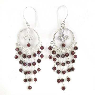 925 Silver Garnet Dangle Earrings | Women's Chandelier Jewelry