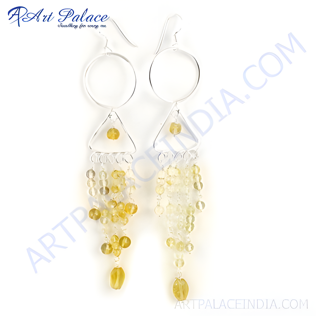 Sterling silver drop earrings featuring citrine gemstones in a beautiful dangle design.