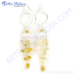 Load image into Gallery viewer, Sterling silver drop earrings featuring citrine gemstones in a beautiful dangle design.
