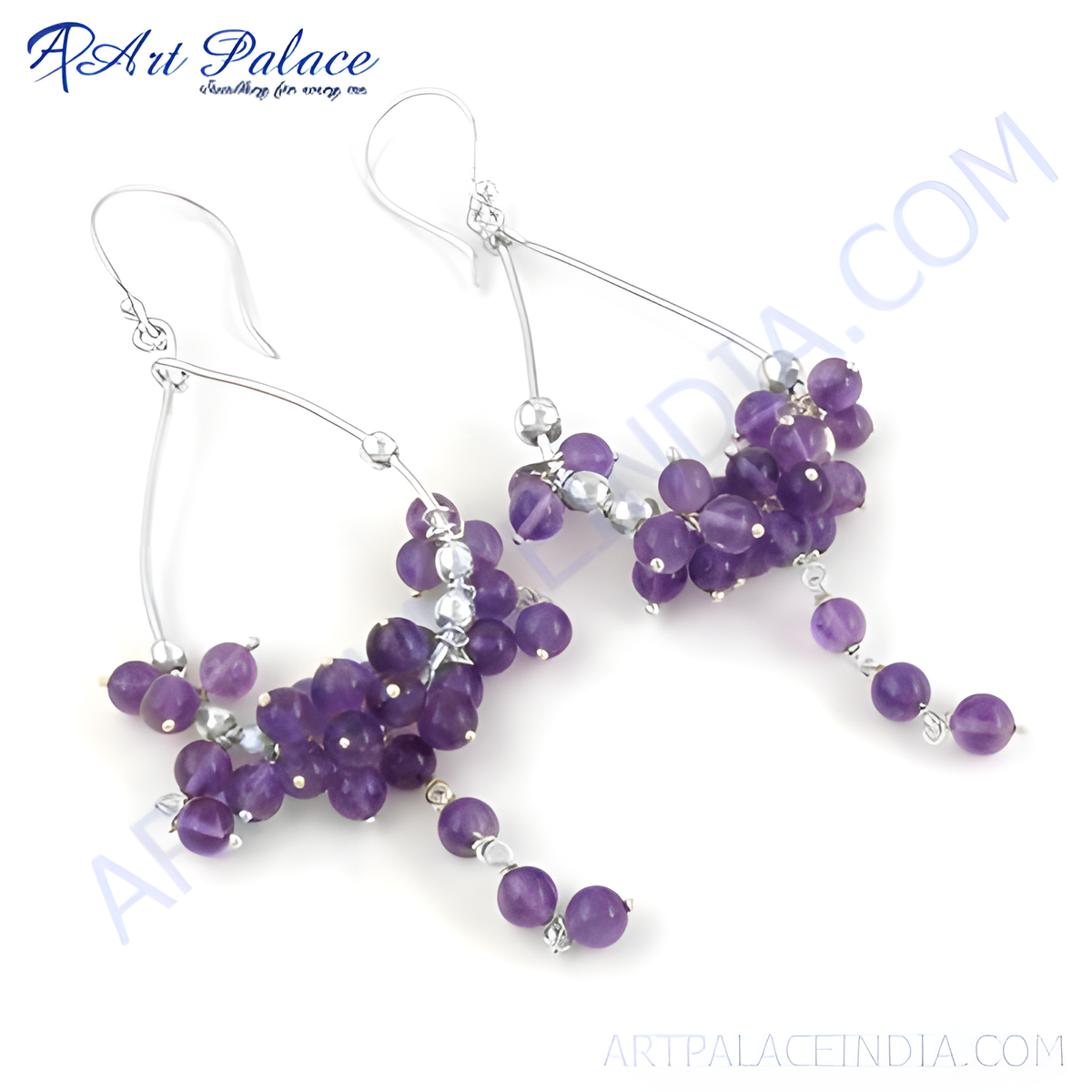 925 silver drop earrings featuring multiple amethyst gemstones, perfect for women