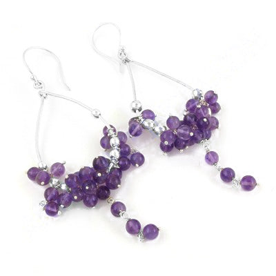 925 Silver Amethyst Drop Earrings for Women | Gemstone Jewelry