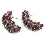 Load image into Gallery viewer, Silver Red Garnet Cluster Earrings for Women | Statement Jewelry
