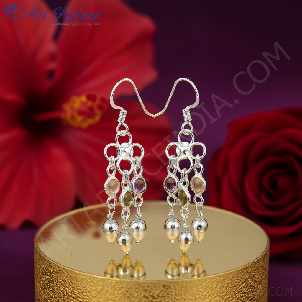 925 silver gemstone dangle earrings | for women | gift