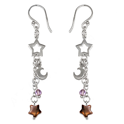 925 Silver Star & Moon Dangle Earrings for Women | Celestial Jewelry