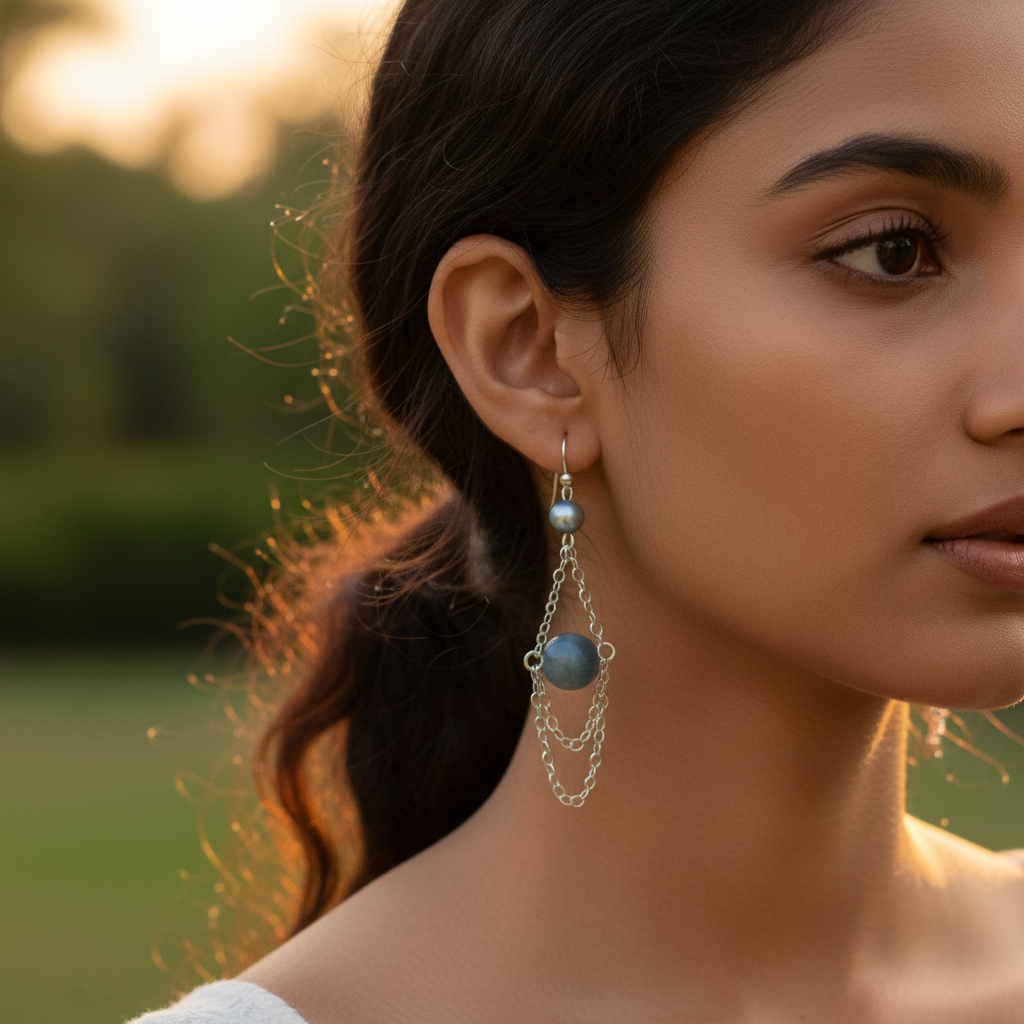 Silver Blue Gemstone Drop Earrings for Women | Dangle Jewelry