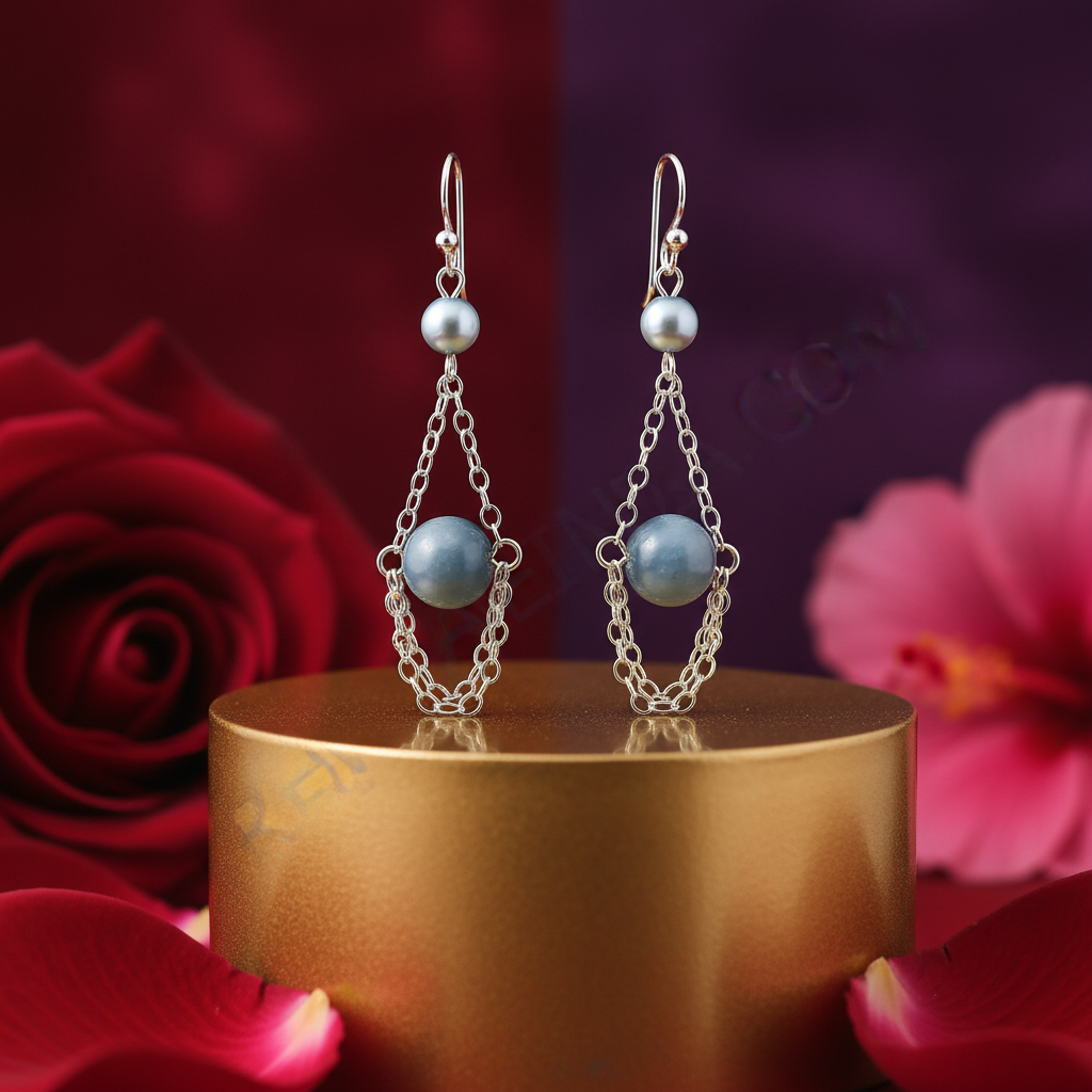 Silver Blue Gemstone Drop Earrings for Women | Dangle Jewelry