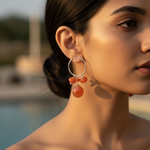 Load image into Gallery viewer, Silver Hoop Earrings with Orange Carnelian | Women&#39;s Jewelry Gift
