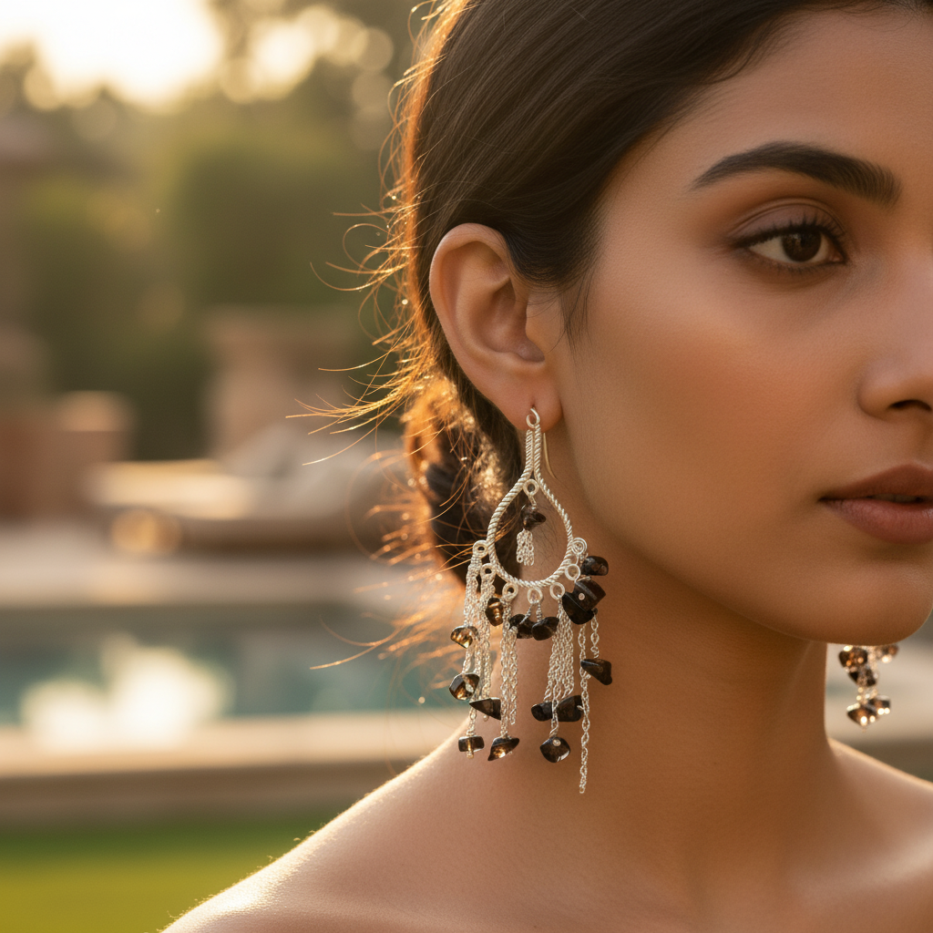 925 silver smoky quartz dangle earrings | women's fashion jewelry