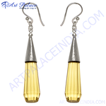 Load image into Gallery viewer, Sterling silver dangle earrings with yellow crystal drops, elegant and stylish jewelry
