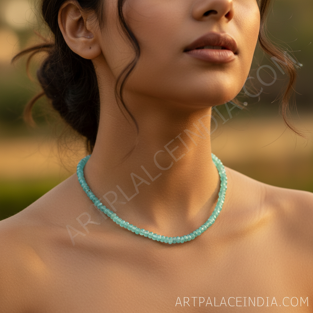 Aquamarine Bead Necklace for Women | Gemstone Jewelry