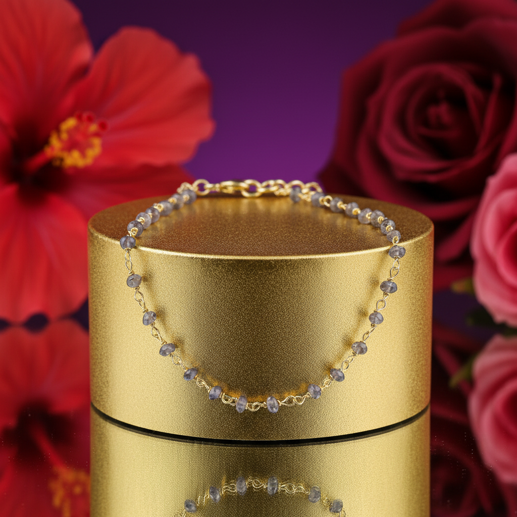 Silver iolite beaded necklace for women | daily wear jewelry